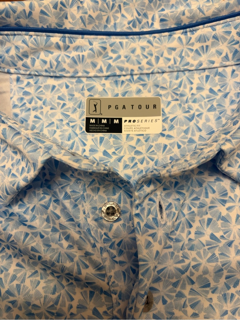 PGA Tour Light Blue and White Golf Polo - Picture 3 of 4